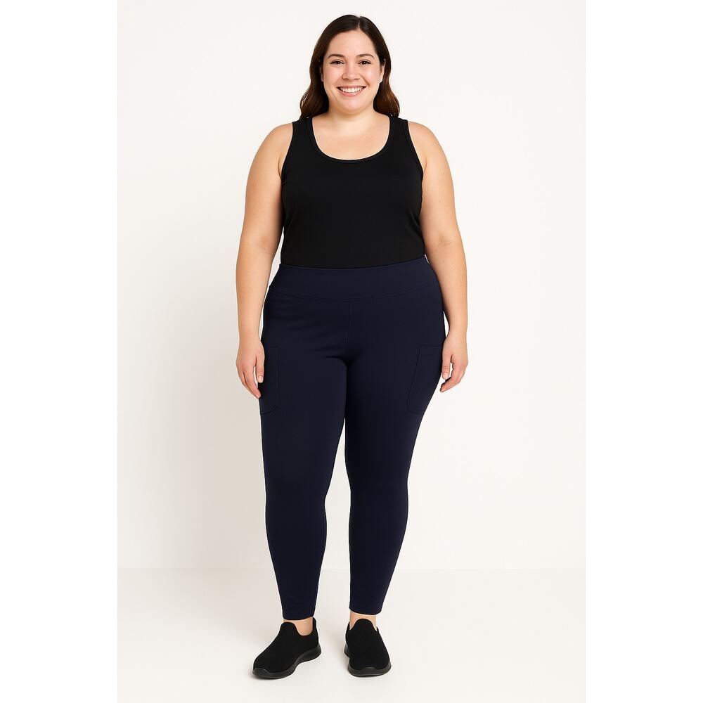 Soho by Isaac Mizrahi Leggings Navy 1X Pocket Stretch NWOT